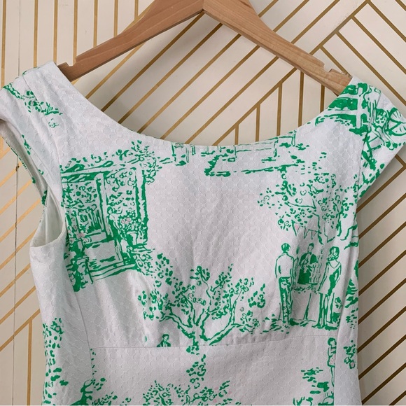 Lilly Pulitzer Allura Spring Fever Toile Dress cotton size boatneck cap sleeve 0 - Picture 5 of 12